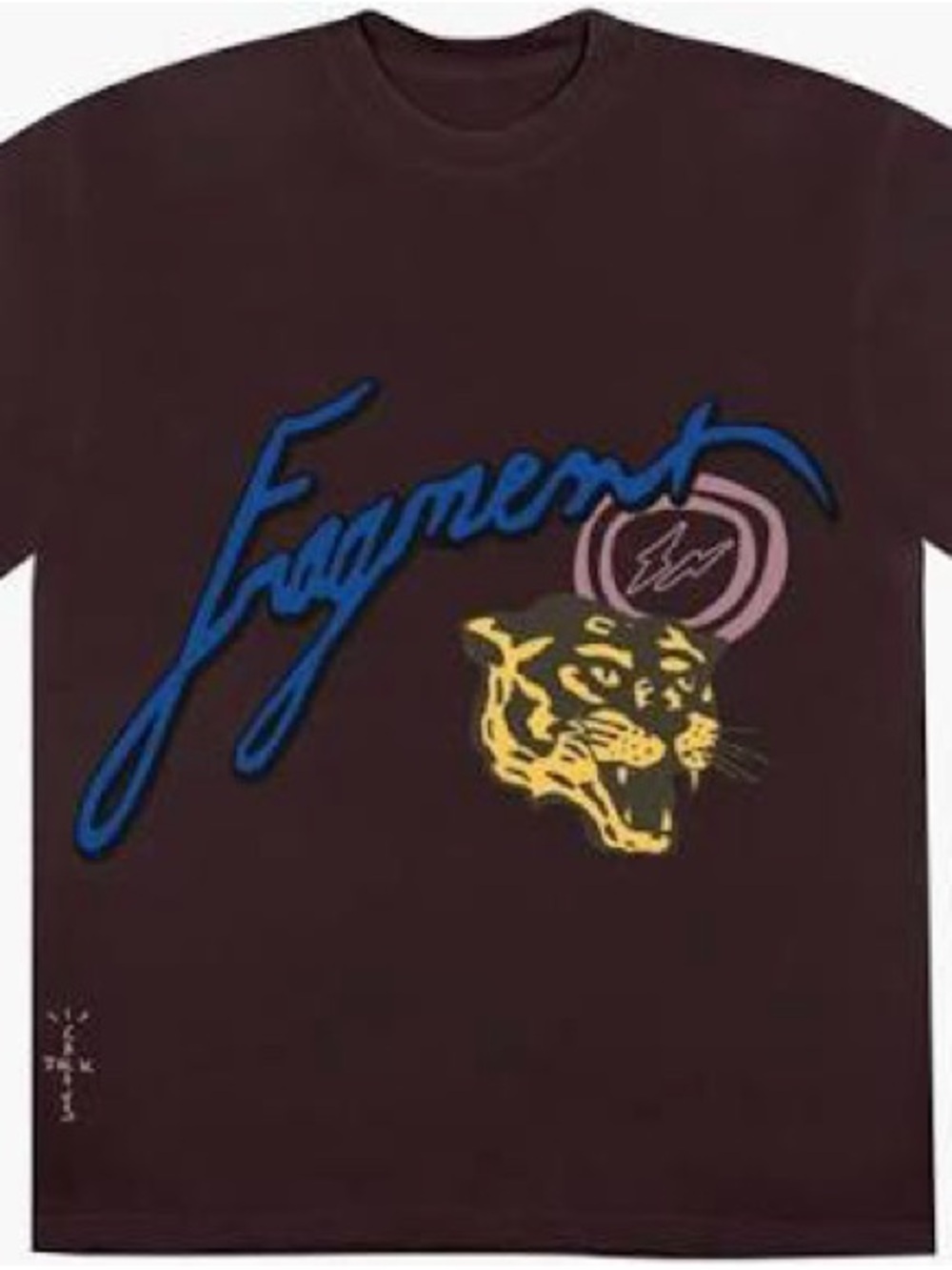 Travis Scott Brown Tee with Blue Script and Yellow Panther